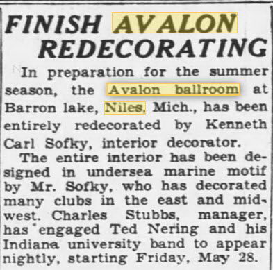 Avalon Ballroom at Barron Lake - 21 May 1937 Article